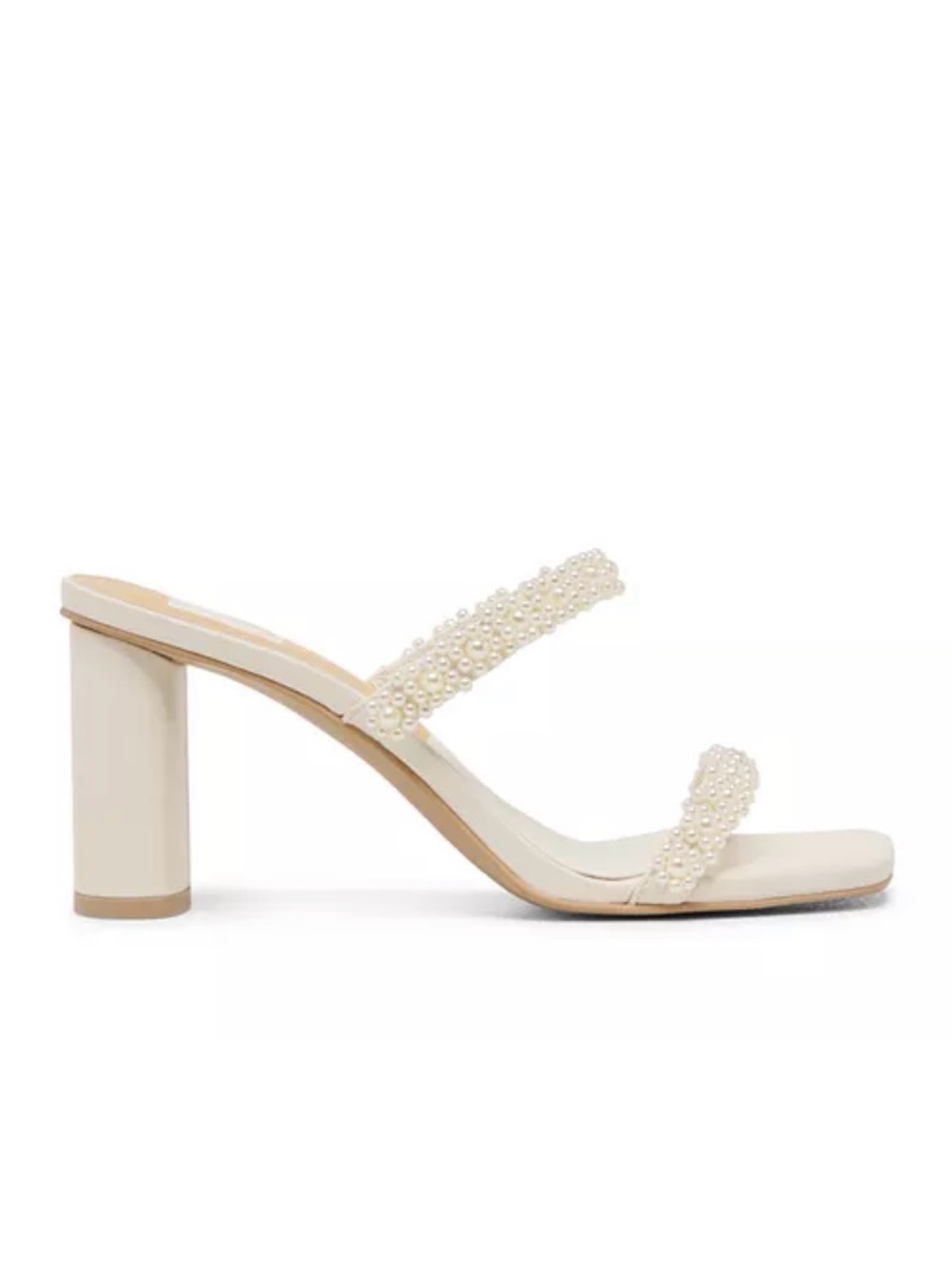 Dolce Vita Pearl-Trim Cream Block Heel Sandal